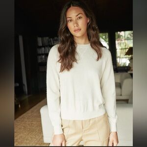 Quince Mongolian Shrunken Cashmere Sweatshirt, Ivory